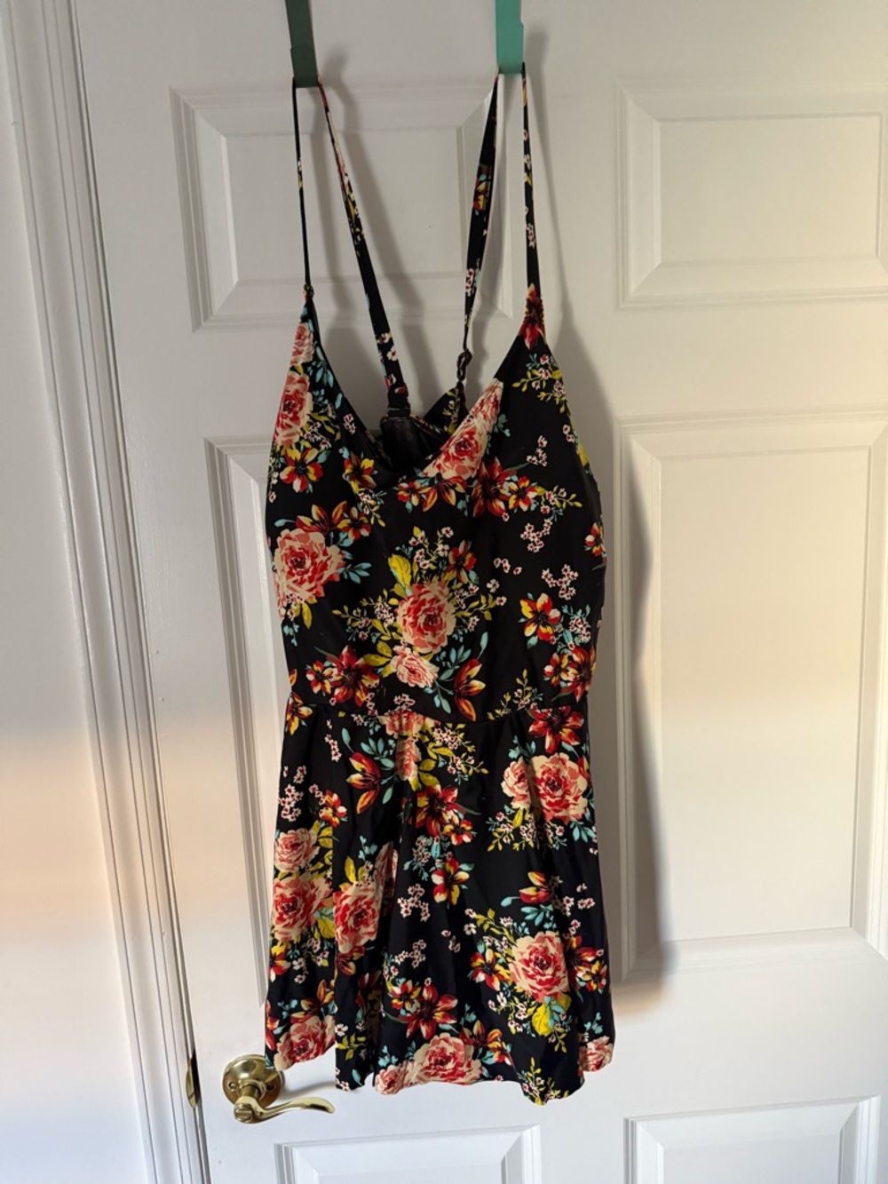 Torrid Black Floral Criss-Cross-Back Swim Dress